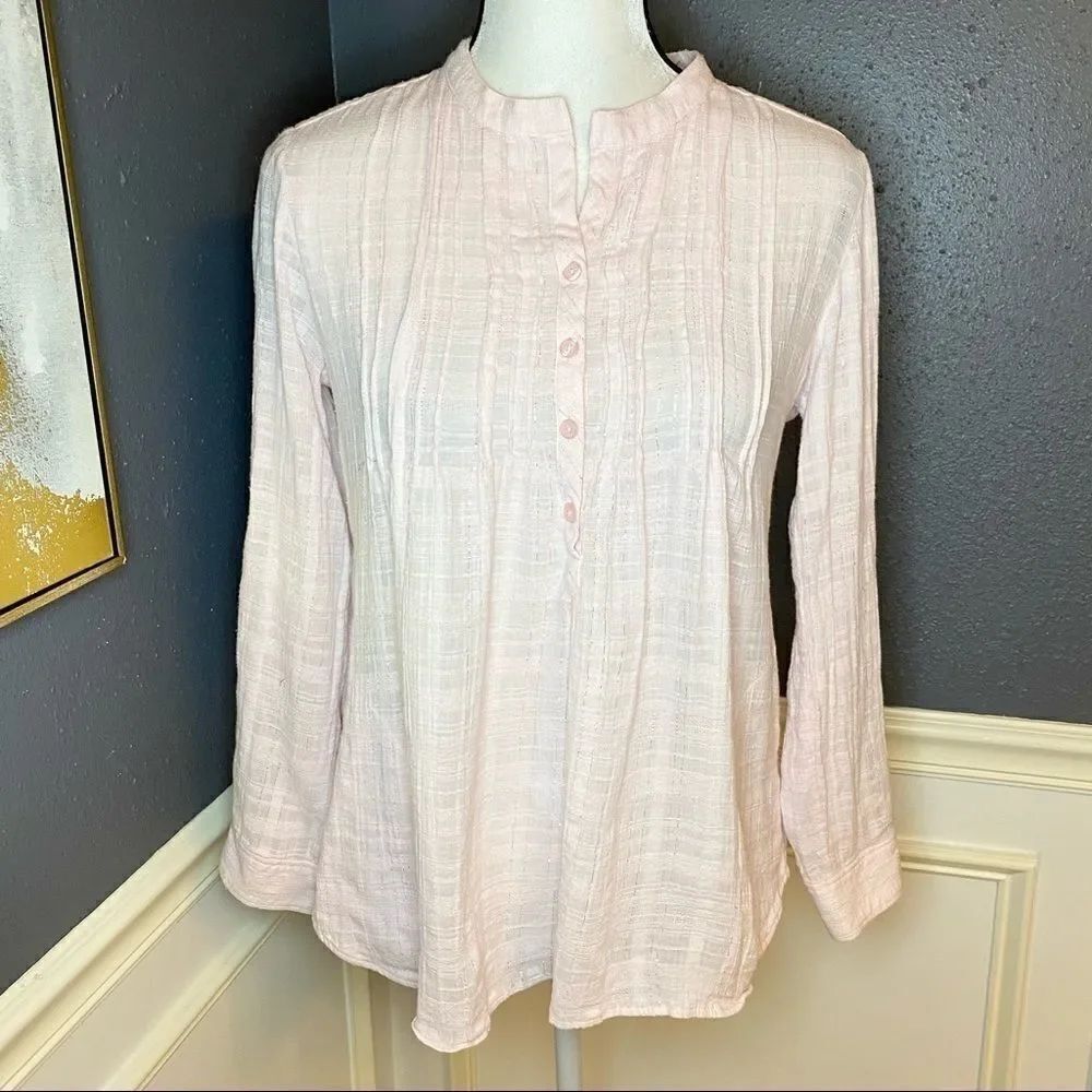 Rebecca Taylor Pink Pintuck Roll Tab Blouse